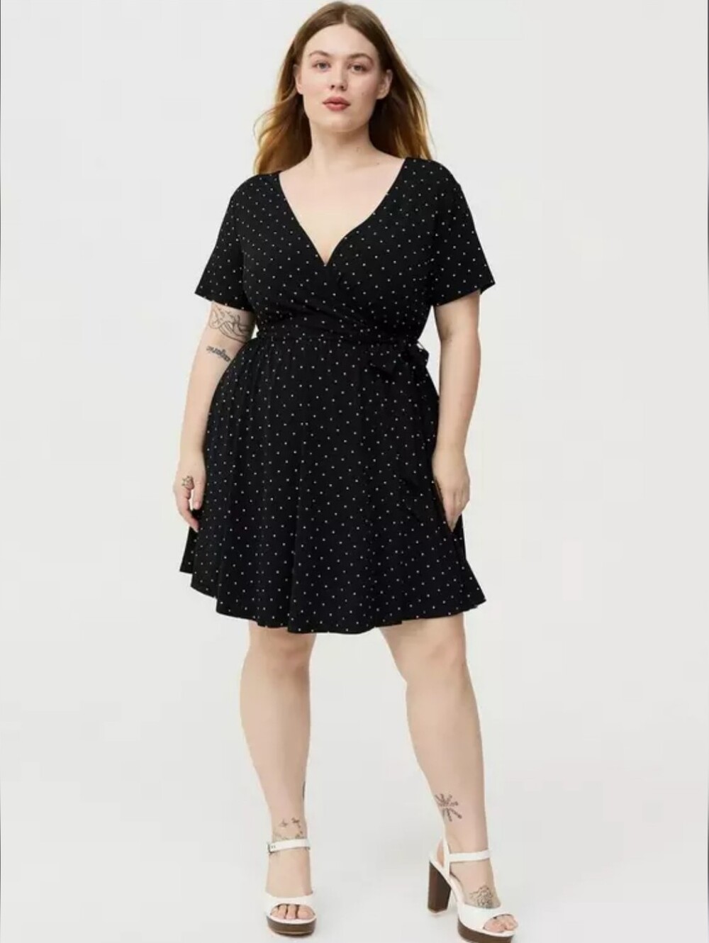 Torrid Black Polka Dot Tie Waist Romper 2X